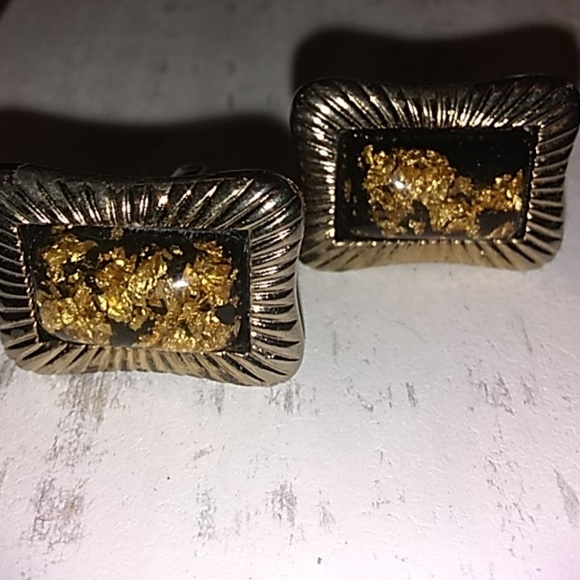 Vintage Cufflinks mid-century by Hickok Monte Carlo black and blue Acm-1